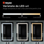 Oglinda LED verticala 80x90 cm cu lumina LED neutra Gama Good Vibes Model 8 fara butoane - Reyze