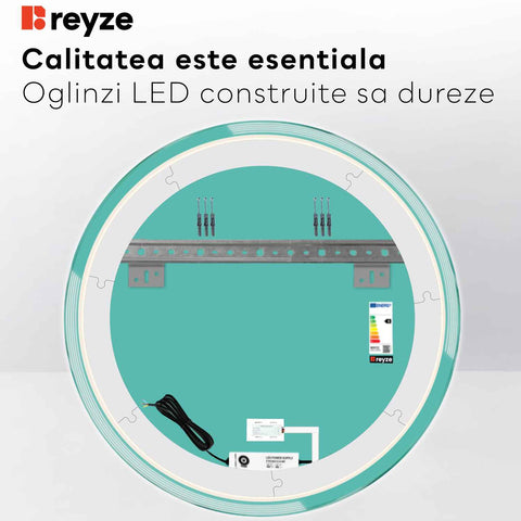 Oglinda LED Rotunda, Touch LED, Dimare, LED 3000K Cald - Gama Edge Model 2