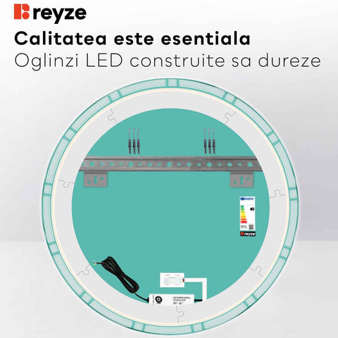 Oglinda LED Rotunda, Touch LED, Dimare, LED 3000K Cald - Gama Edge Model 3
