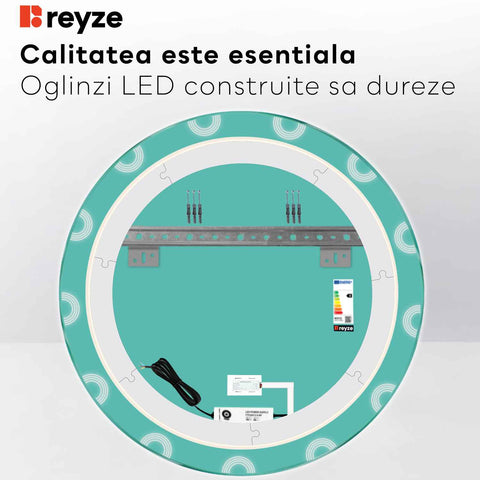 Oglinda LED Rotunda, Touch LED, Dimare, LED 3000K Cald - Gama Edge Model 4