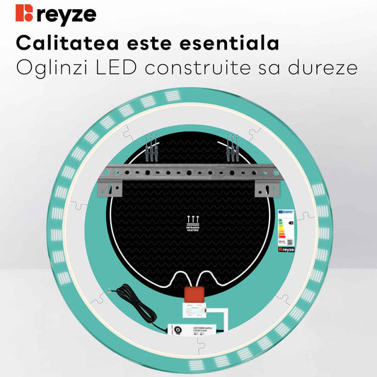 Oglinda LED Rotunda, Touch LED, Dimare, Dezaburire, LED Reglabil 3000K-6000K - Gama Edge Model 6