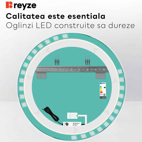Oglinda LED Rotunda, Touch LED, Dimare, LED 3000K Cald - Gama Edge Model 6
