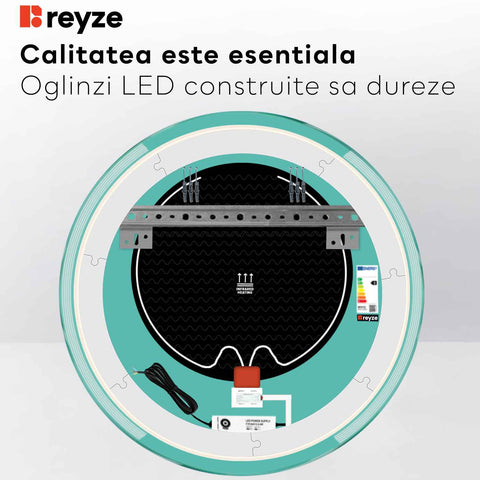 Oglinda LED Rotunda, Touch LED, Dimare, Dezaburire, LED 6000K Rece - Gama Edge Model 7