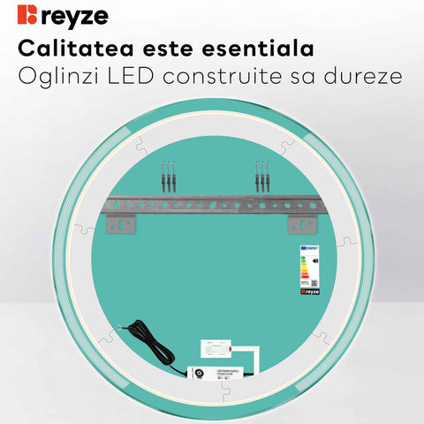 Oglinda LED Rotunda, Touch LED, Dimare, LED 3000K Cald - Gama Edge Model 7