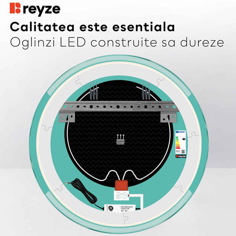 Oglinda LED Rotunda, Touch LED, Dimare, Dezaburire, LED 3000K Cald - Gama Edge Model 8