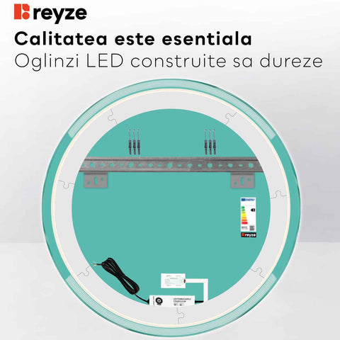 Oglinda LED Rotunda, Touch LED, Dimare, LED 6000K Rece - Gama Edge Model 8