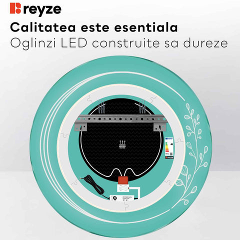 Oglinda LED Rotunda, Touch LED, Dimare, Dezaburire, LED 6000K Rece - Gama Good Vibes Model 3