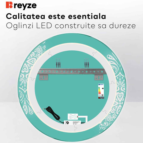 Oglinda LED Rotunda, Touch LED, Dimare, LED 6000K Rece - Gama Good Vibes Model 4