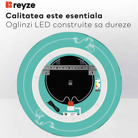 Oglinda LED Rotunda, Touch LED, Dimare, Dezaburire, LED 6000K Rece - Gama Good Vibes Model 5