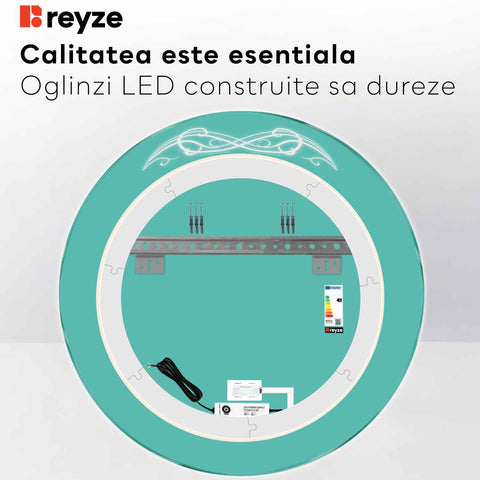 Oglinda LED Rotunda, Touch LED, Dimare, LED 3000K Cald - Gama Good Vibes Model 6