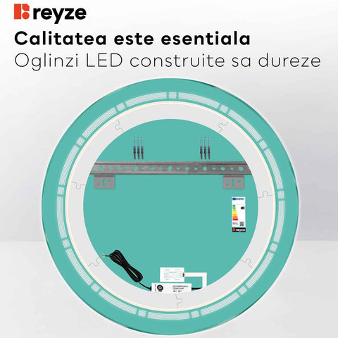 Oglinda LED Rotunda, Touch LED, Dimare, LED 3000K Cald - Gama Minimal Model 3