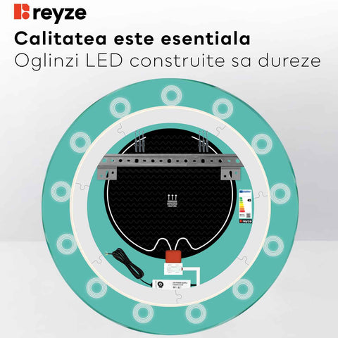 Oglinda LED Rotunda, Touch LED, Dimare, Dezaburire, LED 3000K Cald - Gama Minimal Model 4