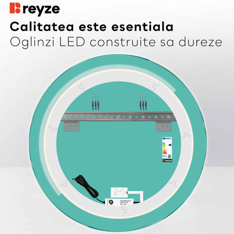 Oglinda LED Rotunda, Touch LED, Dimare, LED 3000K Cald - Gama Minimal Model 5
