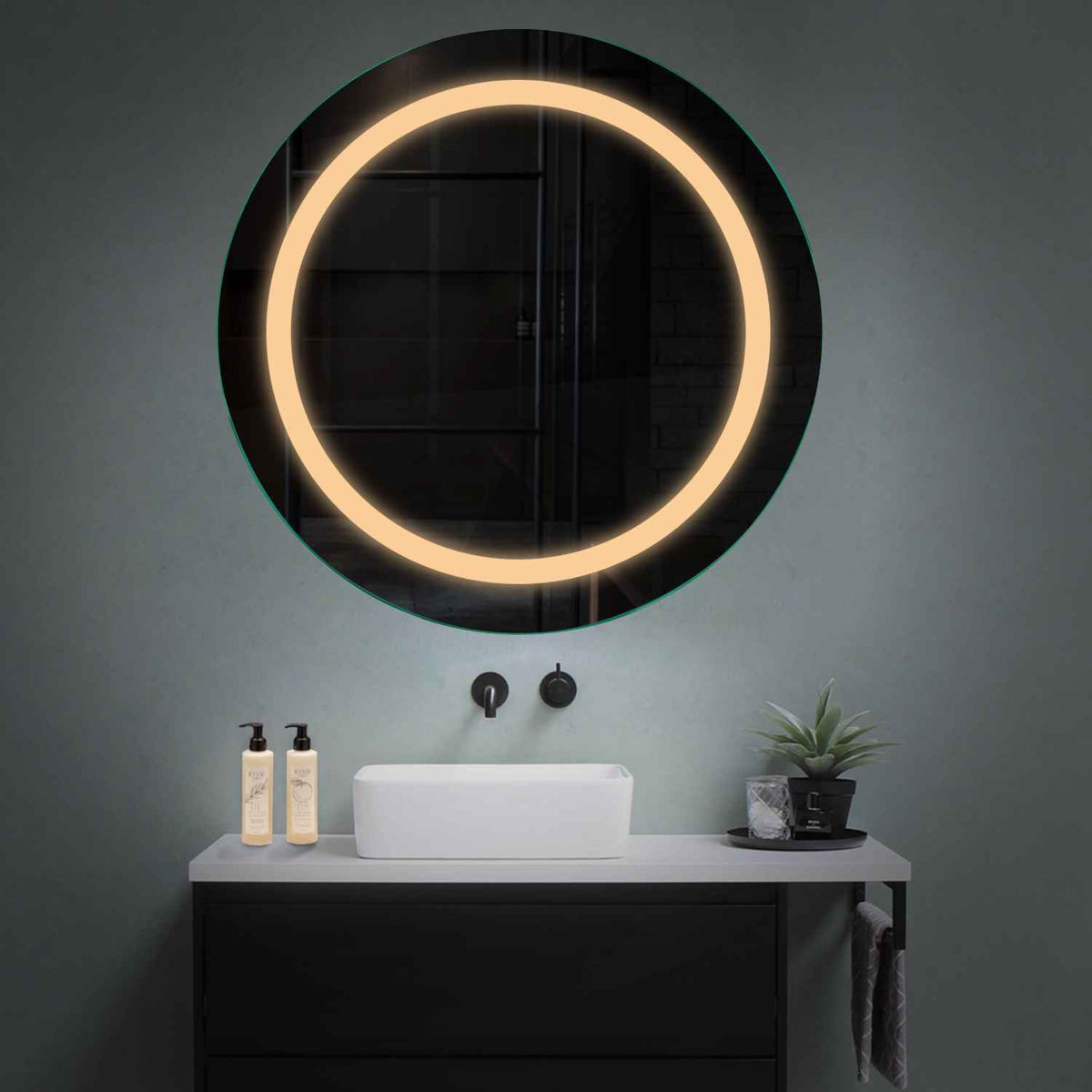 Oglinda LED Rotunda, Fara functii, LED 3000K Cald - Gama Salono Model 1
