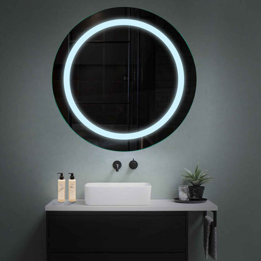 Oglinda LED rotunda cu lumina LED rece Gama Salono Model 1 fara butoane - Reyze