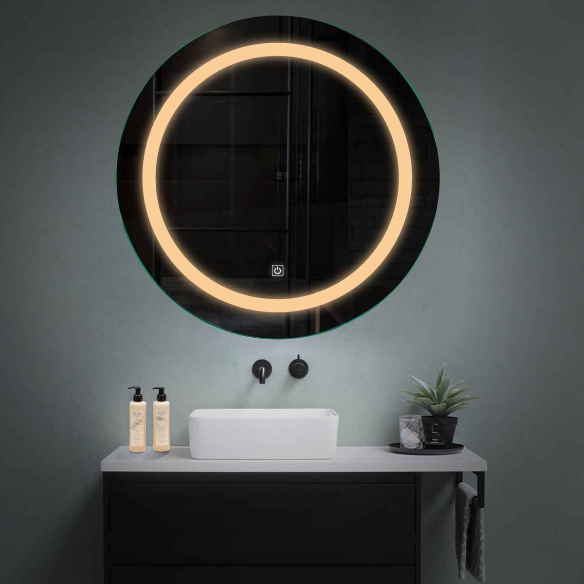 Oglinda LED Rotunda, Touch LED, Dimare, LED 3000K Cald - Gama Salono Model 1