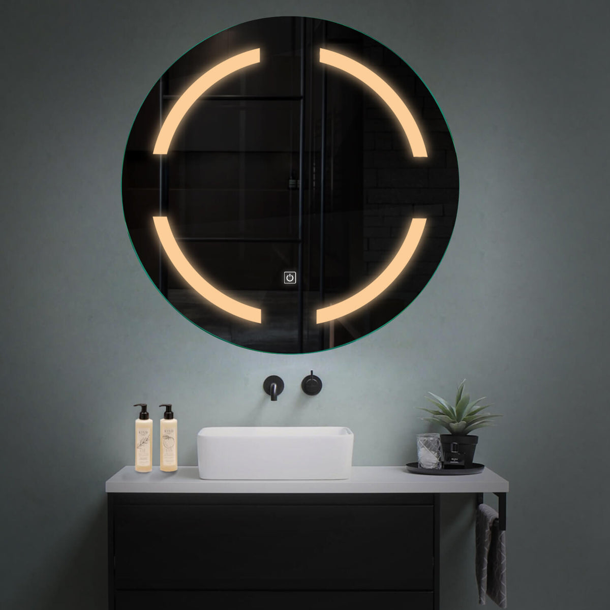 Oglinda LED Rotunda, Touch LED, Dimare, LED 3000K Cald - Gama Salono Model 2