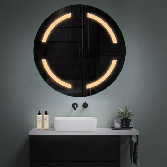 Oglinda LED rotunda cu lumina LED calda Gama Salono Model 2 fara butoane - Reyze