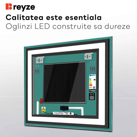Oglinda LED Patrata, Touch LED, Dimare, Dezaburire, LED 6000K Rece - Gama Salono Model 3