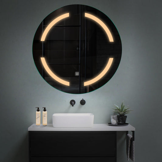 Oglinda LED rotunda cu lumina LED calda Gama Salono Model 2 cu buton touch - Reyze