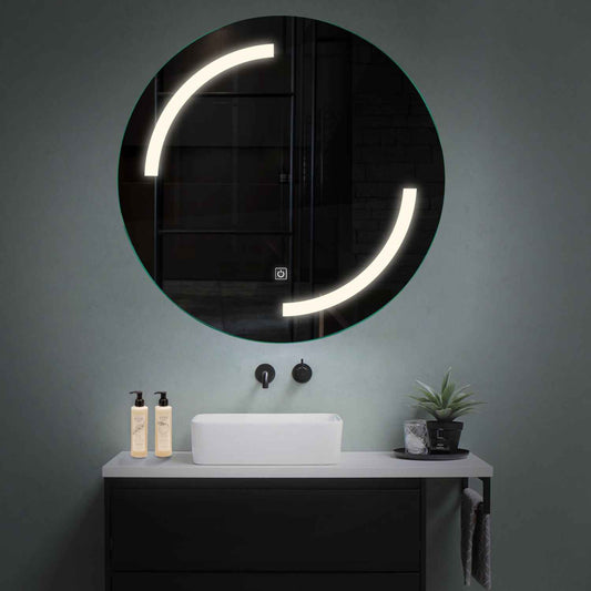 Oglinda LED rotunda cu lumina LED neutra Gama Salono Model 3 cu buton touch - Reyze