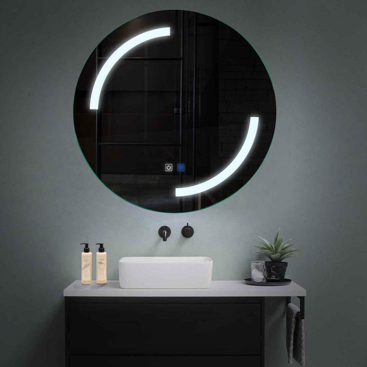 Oglinda LED Rotunda, Touch LED, Dimare, Dezaburire, LED 6000K Rece - Gama Salono Model 3