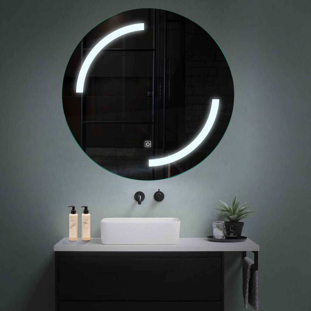 Oglinda LED Rotunda, Touch LED, Dimare, LED 6000K Rece - Gama Salono Model 3