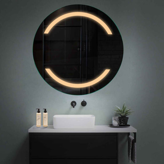 Oglinda LED rotunda cu lumina LED calda Gama Salono Model 4 fara butoane - Reyze