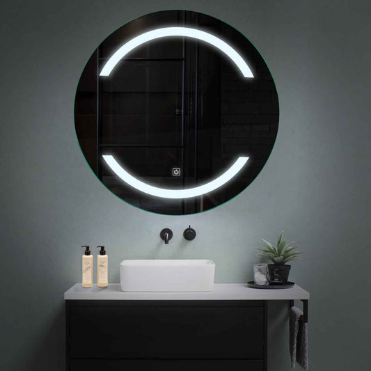 Oglinda LED rotunda cu lumina LED rece Gama Salono Model 4 cu buton touch - Reyze