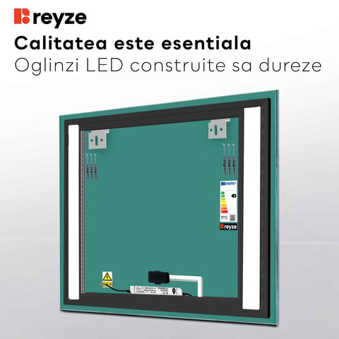 Oglinda LED Patrata, Touch LED, Dimare, LED 3000K Cald - Gama Salono Model 5