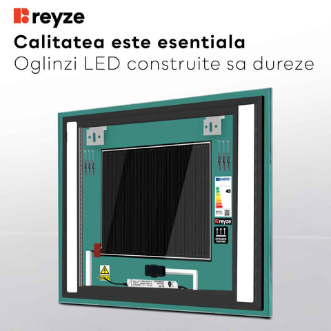 Oglinda LED Patrata, Touch LED, Dimare, Dezaburire, LED 4000K Neutru - Gama Salono Model 5