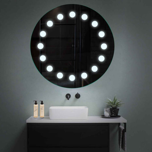 Oglinda LED rotunda cu lumina LED rece Gama Salono Model 6 fara butoane - Reyze