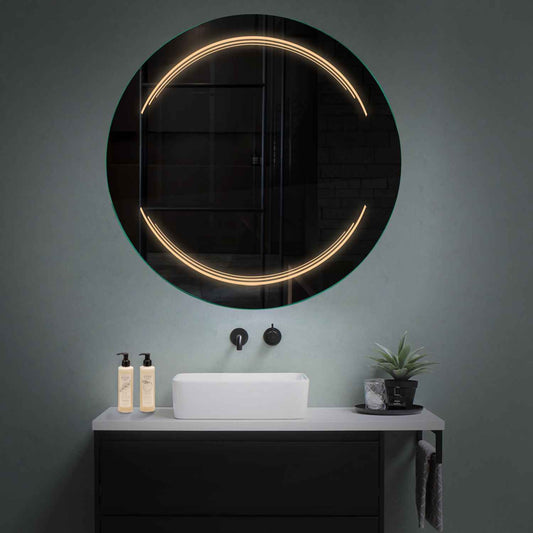 Oglinda LED rotunda cu lumina LED calda Gama Salono Model 7 fara butoane - Reyze