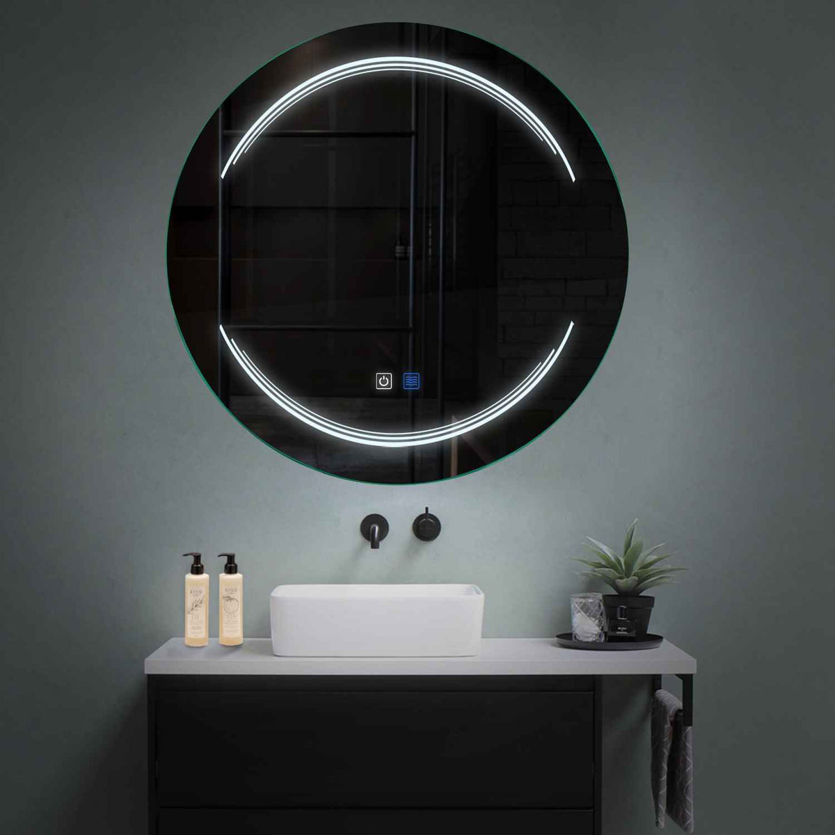 Oglinda LED Rotunda, Touch LED, Dimare, Dezaburire, LED 6000K Rece - Gama Salono Model 7