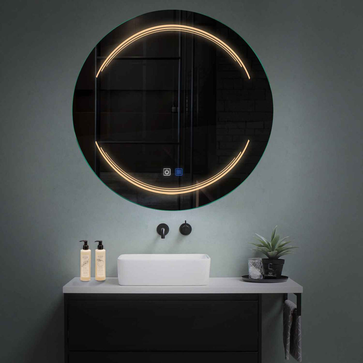 Oglinda LED Rotunda, Touch LED, Dimare, Dezaburire, LED 3000K Cald - Gama Salono Model 7