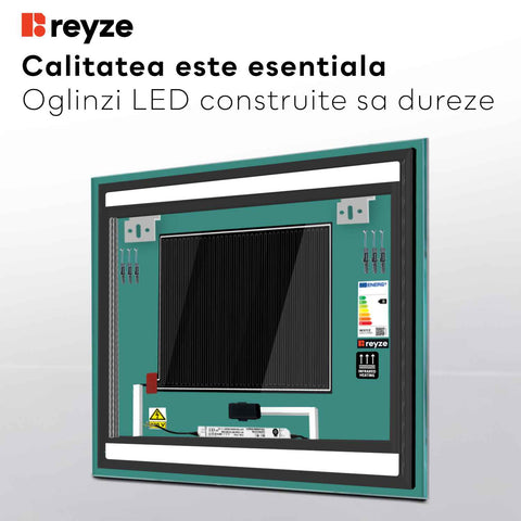 Oglinda LED Patrata, Touch LED, Dimare, Dezaburire, LED 4000K Neutru - Gama Salono Model 7