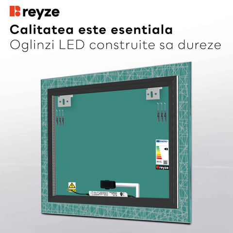 Oglinda LED Patrata, Touch LED, Dimare, LED 4000K Neutru - Gama Simetria Model 1