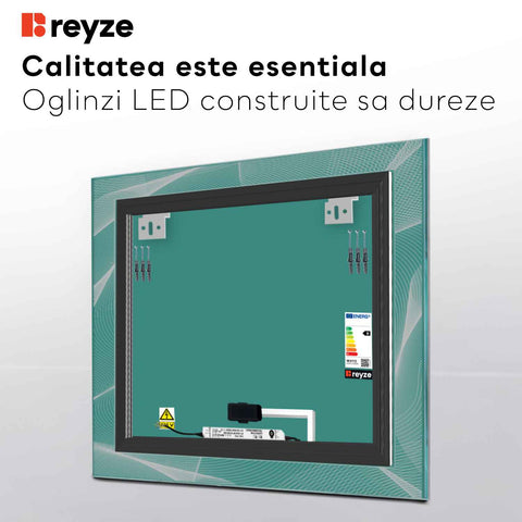 Oglinda LED Patrata, Touch LED, Dimare, LED 6000K Rece - Gama Simetria Model 2
