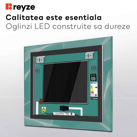 Oglinda LED Patrata, Touch LED, Dimare, Dezaburire, LED 3000K Cald - Gama Simetria Model 2