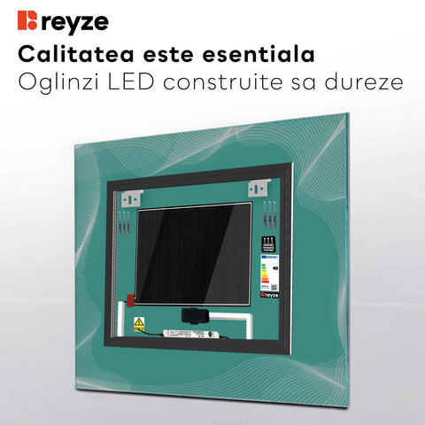 Oglinda LED Patrata, Touch LED, Dimare, Dezaburire, LED 6000K Rece - Gama Simetria Model 3