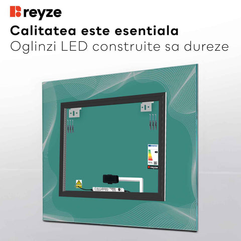 Oglinda LED Patrata, Touch LED, Dimare, LED 4000K Neutru - Gama Simetria Model 3