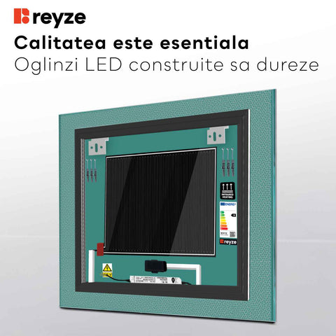 Oglinda LED Patrata, Touch LED, Dimare, Dezaburire, LED 4000K Neutru - Gama Simetria Model 4