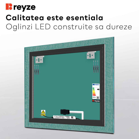 Oglinda LED Patrata, Touch LED, Dimare, LED 3000K Cald - Gama Simetria Model 6