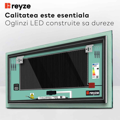 Oglinda LED Orizontala, Touch LED, Dimare, Dezaburire, LED 3000K Cald - Gama Simetria Model 7