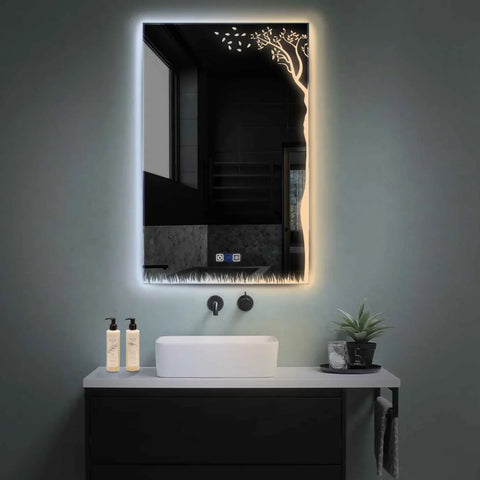 Oglinda LED Verticala, Touch LED, Dimare, Dezaburire, LED Reglabil 3000K-6000K - Gama Good Vibes Model 8