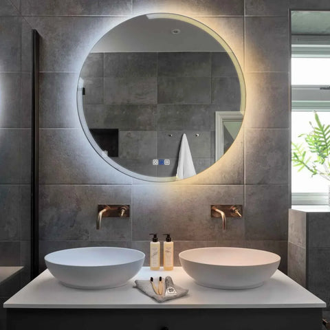 Oglinda LED Rotunda, Touch LED, Dimare, Dezaburire, LED Reglabil 3000K-6000K - Gama Edge Model 2