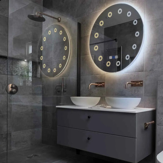 Oglinda LED Rotunda, Touch LED, Dimare, Dezaburire, LED Reglabil 3000K-6000K - Gama Minimal Model 4