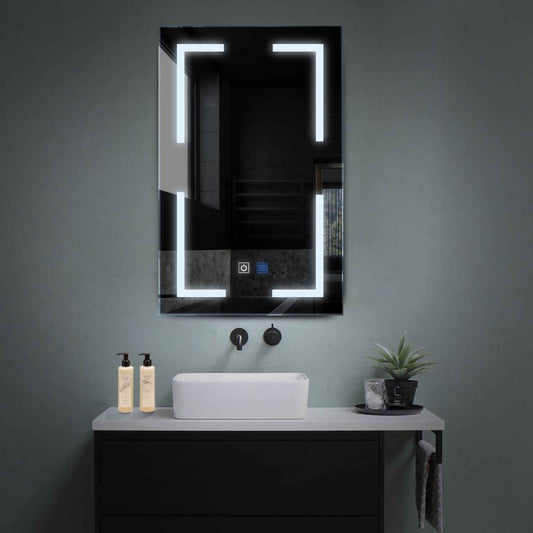 Oglinda LED verticala cu lumina LED rece Gama Salono Model 2 cu butoane touch si dezaburire - Reyze