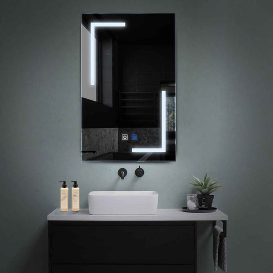 Oglinda LED verticala cu lumina LED rece Gama Salono Model 3 cu butoane touch si dezaburire - Reyze