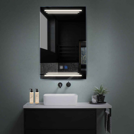 Oglinda LED verticala cu lumina LED neutra Gama Salono Model 7 cu butoane touch si dezaburire - Reyze